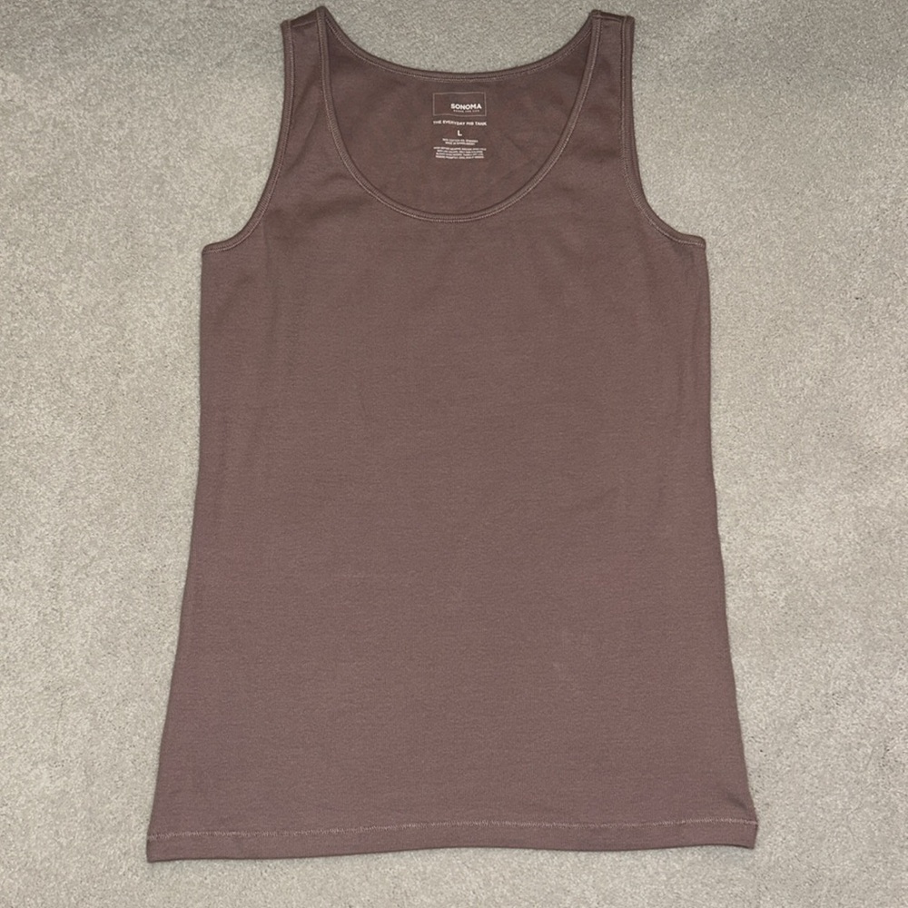 Sonoma Everyday Rib Tank in Light Mauve (Size L)